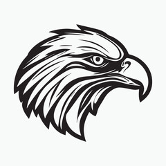 Black eagle head logo Vector Silhouette on white