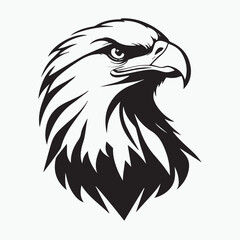 Black eagle head logo Vector Silhouette on white