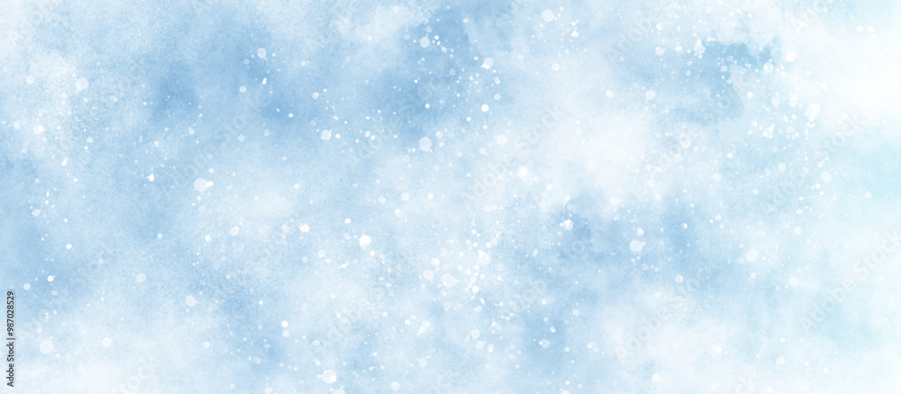 Wall mural soft and shiny bokeh is falling randomly on clouds texture, blue grunge texture with bokeh, beautifu