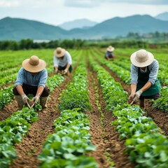 Farmers using crop rotation to improve soil fertility and reduce soil degradation