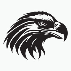 Black eagle head logo Vector Silhouette on white