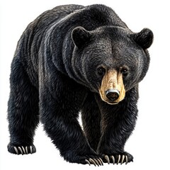 Fototapeta premium A black bear is standing on all fours on a white background