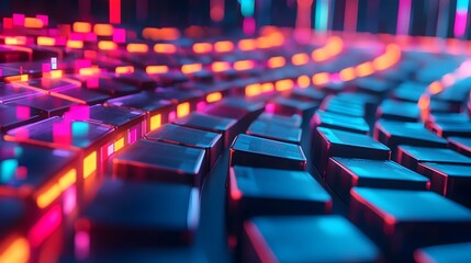 Obraz premium Glowing 3D Data Transformation Pipeline Showcasing Real-Time Changes and Dynamic Visualizations