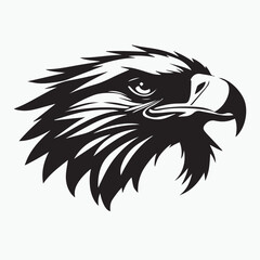 Obraz premium Black eagle head logo Vector Silhouette on white