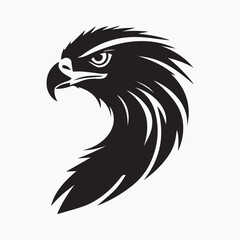 Black eagle head logo Vector Silhouette on white