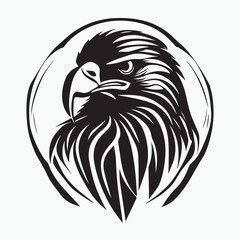Black eagle head logo Vector Silhouette on white