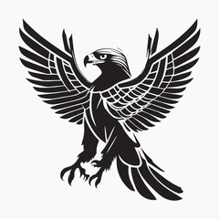 Black eagle head logo Vector Silhouette on white