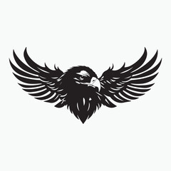 Obraz premium Black eagle head logo Vector Silhouette on white