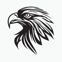 Black eagle head logo Vector Silhouette on white