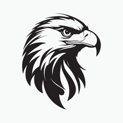 Fototapeta premium Black eagle head logo Vector Silhouette on white