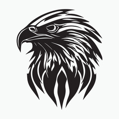 Black eagle head logo Vector Silhouette on white