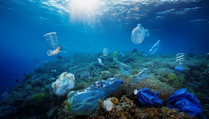 Fototapeta premium Garbage in the world's oceans Nature and environmental protection