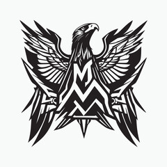 Obraz premium Black eagle head logo Vector Silhouette on white