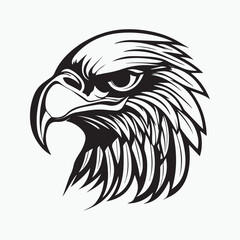 Black eagle head logo Vector Silhouette on white