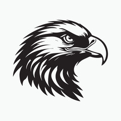 Black eagle head logo Vector Silhouette on white