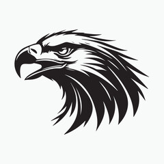 Black eagle head logo Vector Silhouette on white