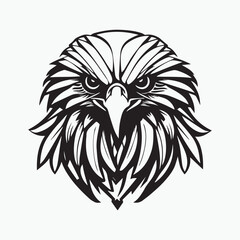 Black eagle head logo Vector Silhouette on white