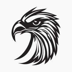 Black eagle head logo Vector Silhouette on white