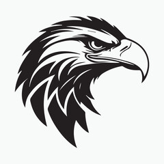 Black eagle head logo Vector Silhouette on white