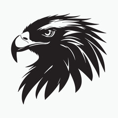 Black eagle head logo Vector Silhouette on white