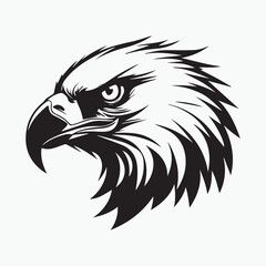 Black eagle head logo Vector Silhouette on white