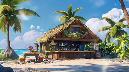 Enjoying sunset cocktails at a beach bar by the ocean