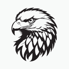 Black eagle head logo Vector Silhouette on white