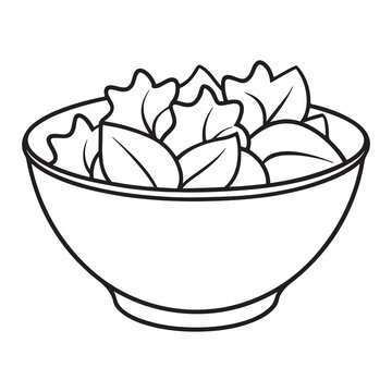 black and white bowl of salad clip art preview