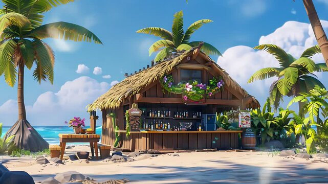 Enjoying sunset cocktails at a beach bar by the ocean