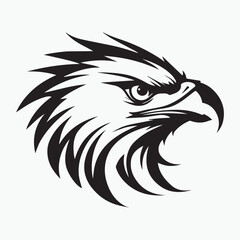 Black eagle head logo Vector Silhouette on white
