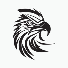 Black eagle head logo Vector Silhouette on white