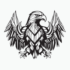 Obraz premium Black eagle head logo Vector Silhouette on white