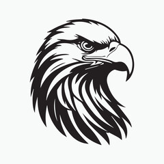 Black eagle head logo Vector Silhouette on white