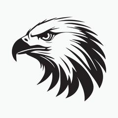 Black eagle head logo Vector Silhouette on white