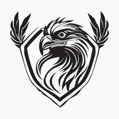 Black eagle head logo Vector Silhouette on white