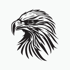 Fototapeta premium Black eagle head logo Vector Silhouette on white