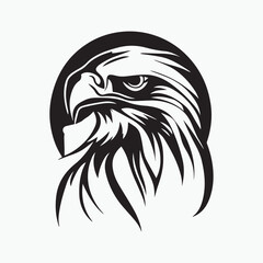 Black eagle head logo Vector Silhouette on white
