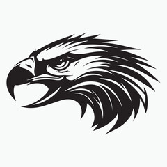 Black eagle head logo Vector Silhouette on white