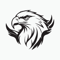 Black eagle head logo Vector Silhouette on white