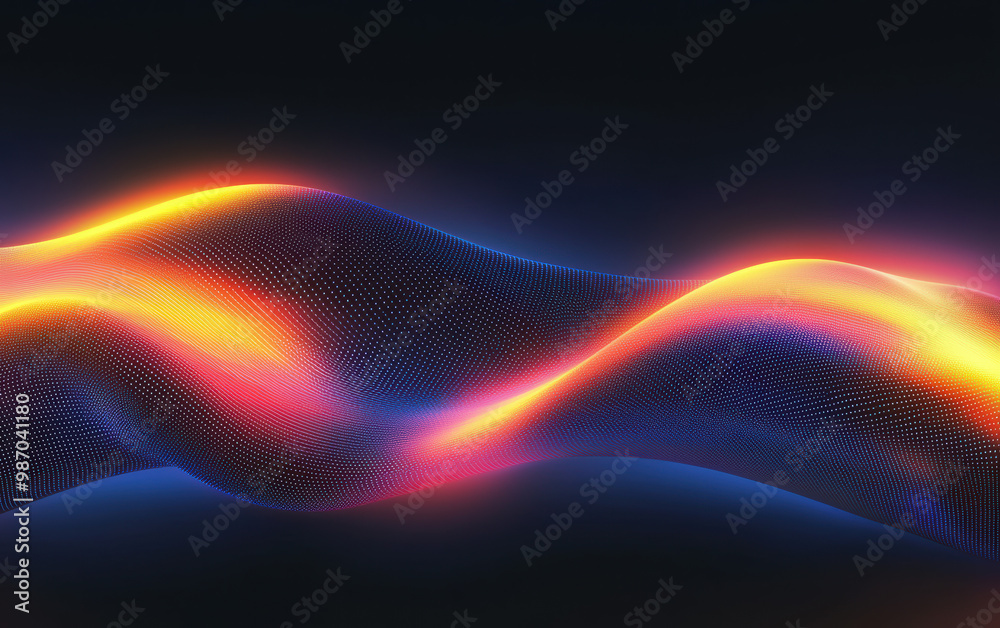 Poster grainy background. a vibrant abstract representation of flowing colors and light waves, creating a d