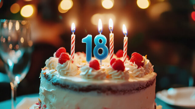 Vibrant 18th Birthday Celebration with Pink Frosted Cake and Balloons