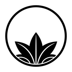 糸輪に覗き紅葉（いとわにのぞきもみじ）。楓の葉をモチーフにした日本の家紋のベクターアイコンイラスト。