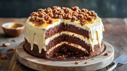Delectable Chocolate Layer Cake with Cream Cheese Frosting and Toppings
