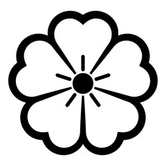 中陰桜（ちゅうかげさくら）。桜の花を文様化した日本の家紋のベクターアイコンイラスト。