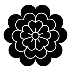 変わり八重桜（かわりやえざくら）。桜の花を文様化した日本の家紋のベクターアイコンイラスト。
