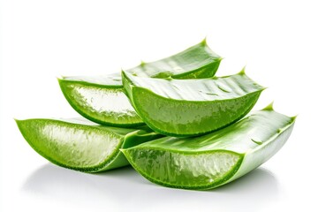 Fototapeta premium aloe vera sliced isolated on white background, ai