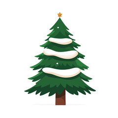 Fototapeta premium Flat 2d vector of christmas tree, winter, decorated, new year