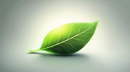 Obraz premium Green leaf on a soft gradient background