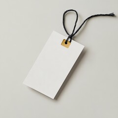 A white tag with a string attached to it