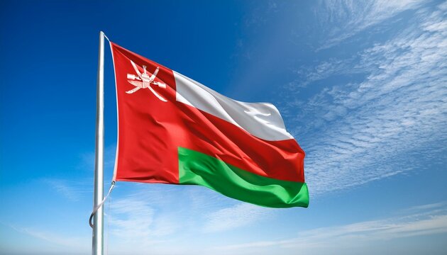 オマーンの国旗(waving national flag of Oman.)

